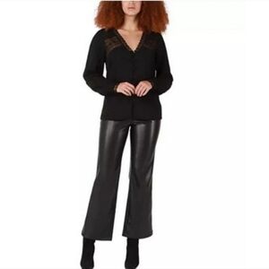 NWT🔥 BLACK TAPE Womens Faux Leather Mid-Rise Straight Leg Pants Black Size XL